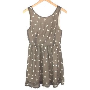 SYLK Heart Print Fit & Flare Dress Small